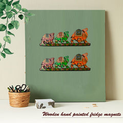 Wooden Hand-Painted Three Camels Fridge Magnet – Desert Charm in Miniature Form