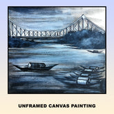 Craftooba Unframed Original Canvas Paintings Howrah Bridge| Paintings | Handpainting | Canvas painting | Unframed | Original Painting |