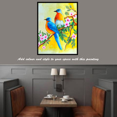 Craftooba Unframed Original Paper Paintings of Birds On Blossoms | Paintings | Handpainting | Paper painting | Unframed | Original Painting |
