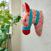 Wooden Hand Painted Horse Face – 11 Inches Pink