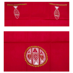 Craftooba Red Fish Designed Blouse Piece | Blouse Material | Designer Blouse | Kantha Hand Embroidered Blouse Piece
