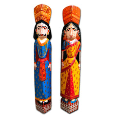 Craftooba Large Wooden Handpainted Couple Dolls for Home Decor Set of 2 | Doll | Handpainted Doll | Wooden Doll | Home Decor |