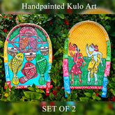 Craftooba's Hand-Painted Kulo Set: From Farm to Folklore Or Winnowing Clatter/Basket for Home Decor & Festival