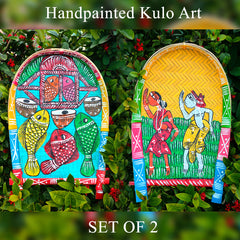 Craftooba's Hand-Painted Kulo Set: From Farm to Folklore Or Winnowing Clatter/Basket for Home Decor & Festival
