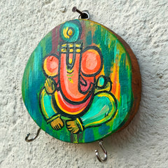 Product image Craftooba Spiritual Handcrafted Wooden Wall Mounted Hooks | Home &Office Decor | Handpainted Key Holder | Mask Holder | Decorative Wooden Key Holder Ganesha