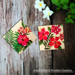 Wooden handpainted Coasters art Set Of 2 – | Wooden handpainted coaster decor
