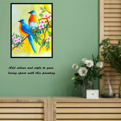 Craftooba Unframed Original Paper Paintings of Birds On Blossoms | Paintings | Handpainting | Paper painting | Unframed | Original Painting |