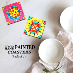 Engineered wooden handpainted Coasters art – | Engineered wooden handpainted coaster decor