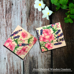 Wooden handpainted Coasters art Set Of 2 – | Wooden handpainted coaster decor