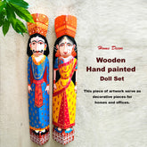 Craftooba Large Wooden Handpainted Couple Dolls for Home Decor Set of 2 | Doll | Handpainted Doll | Wooden Doll | Home Decor |