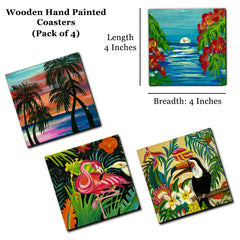 Hand Painted Wooden Coasters Pack of 4 with