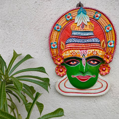 Wooden handpainted Kathakali face mask | Wooden Face mask decor