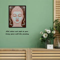 Craftooba Hand-Painted Buddha Canvas for Your Zen or Meditation Corner | Paintings | Handpainting | Canvas painting | Unframed | Original Painting |