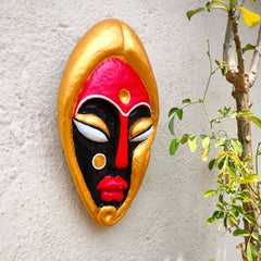 Handcrafted Paper-Mâché Mask – Bold Tribal Expression (Wall Hanging)