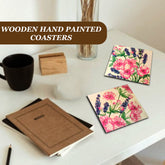 Wooden handpainted Coasters art Set Of 2 – | Wooden handpainted coaster decor