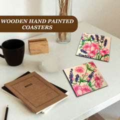 Wooden handpainted Coasters art Set Of 2 – | Wooden handpainted coaster decor