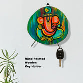 Product image Craftooba Spiritual Handcrafted Wooden Wall Mounted Hooks | Home &Office Decor | Handpainted Key Holder | Mask Holder | Decorative Wooden Key Holder Ganesha