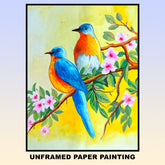 Craftooba Unframed Original Paper Paintings of Birds On Blossoms | Paintings | Handpainting | Paper painting | Unframed | Original Painting |