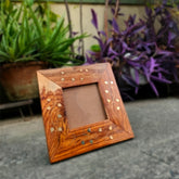 Craftooba Premium Handcrafted Metal Inlay Wooden Frame – 3.5 x 3.5 inch Photo Display | Photo frame | Wooden photo Frame |