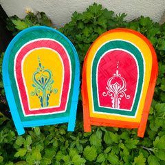 Handpainted and Handcrafted Decorative Folk Art Bamboo Tray Wall Decor Combo (kulo) or Winnowing Clatter/Basket for Home Decor & Festival
