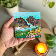 Craftooba Hand-Painted Mini Canvas Art Pack Of 5 | Hand Painted Canvas | Pack of 5 | Gift |