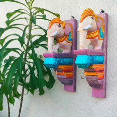 Craftooba Hand Carved and Painted Solid Wood Wall Hanging Wooden Wall Brackets