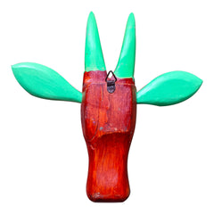Hand-Painted Wooden Cow Head Wall Decor | Oachira Festival Inspired | Vastu Positive Decor | 10 Inches