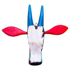 Handcrafted 10-Inch Wooden Cow Head Wall Decor | Oachira Festival Kerala Inspired | Vastu Positive Traditional Art