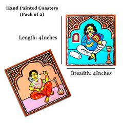 Wooden handpainted Babuculture inspired Coasters art Set Of 2 | Wooden handpainted coaster decor