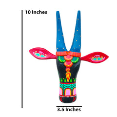 Handcrafted 10-Inch Wooden Cow Head Wall Decor | Oachira Festival Kerala Inspired | Vastu Positive Traditional Art