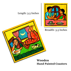 Wooden handpainted Coasters art Set Of 2 – | Wooden handpainted coaster decor