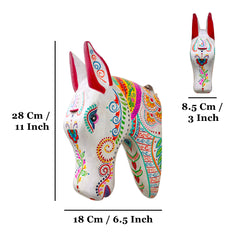 Wooden Hand Painted Horse Face – 11 Inches White