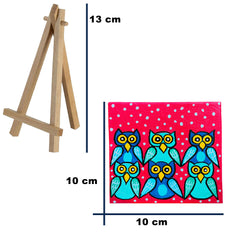 Craftooba Hand-Painted Mini Canvas – Vibrant Owl Family Art