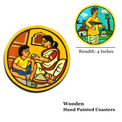 Wooden handpainted Coasters art Set Of 2 – | Wooden handpainted coaster decor