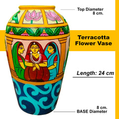 Hand Painted Terracotta Vase- Table Top Decor- Home Decor