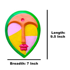 Vibrant Hand-Painted Papier-Mâché Wall Mask – Abstract Face Design