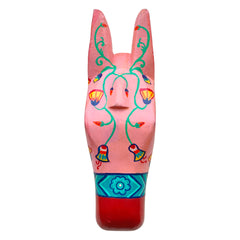 Wooden Hand Painted Horse Face – 11 Inches Pink