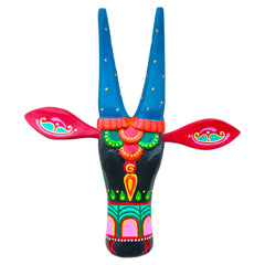 Handcrafted 10-Inch Wooden Cow Head Wall Decor | Oachira Festival Kerala Inspired | Vastu Positive Traditional Art