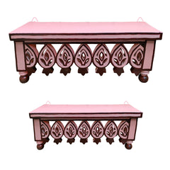 Craftooba Hand Carved and Painted Solid Wood Wall Mounted Floating Shelf Wooden Wall Brackets Shelves Set