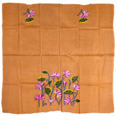 Hand-Embroidered 100% Cotton Blouse Fabric – Peach with Lotus Floral Design | Blouse material | Designer blouse | Kantha hand embroidered blouse piece
