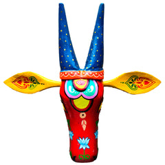 10-Inches Hand-Carved & Hand-Painted Cow head