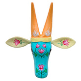 Hand-Painted Wooden Cow Head Wall Decor | Lotus Design | Oachira Festival Inspired | Vastu Positive | 10 Inches