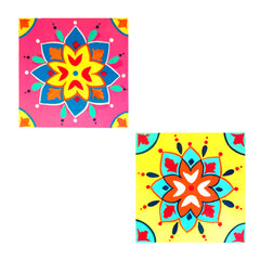 Engineered wooden handpainted Coasters art – | Engineered wooden handpainted coaster decor