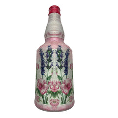 Hand Painted Glass Bottle Art for Home and Office Decor | Recycled Bottle Decor | Bottle Light| Bottle Vase | Glass Bottle Decor | Pink Bottle