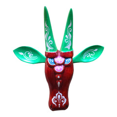 Hand-Painted Wooden Cow Head Wall Decor | Oachira Festival Inspired | Vastu Positive Decor | 10 Inches