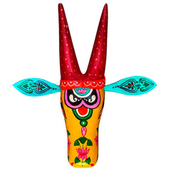 10-Inches Hand-Carved & Hand-Painted Cow head