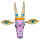 Craftooba 10 inches ref Handpainted Cow Head Pink Pastel Shade Lotus | Bull Head | Wall Decor | Vintage Decor | Nandi | Home Decor
