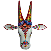 10-Inch Hand-Carved & Hand-Painted Cow head