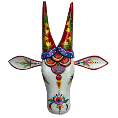 10-Inch Hand-Carved & Hand-Painted Cow head