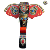 Wooden Hand painted and Hand craf15-Inch Wooden Hand-Carved & Hand-Painted Elephant Head Wall Décorted decorative beautiful Elephant head wall hangings | Wall Decor | Size 15inches Black